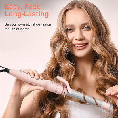 Detailed view of the rotating curling iron control buttons