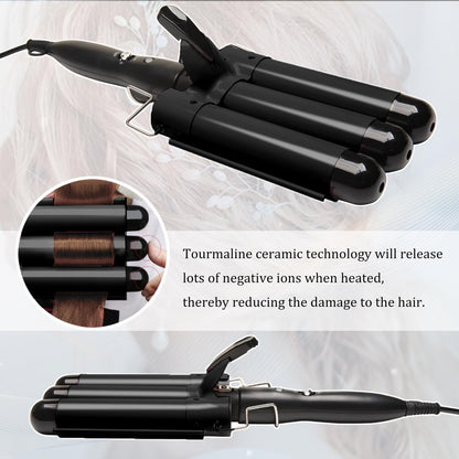 Side angle of Dopheuor 32mm hair waver with temperature control settings