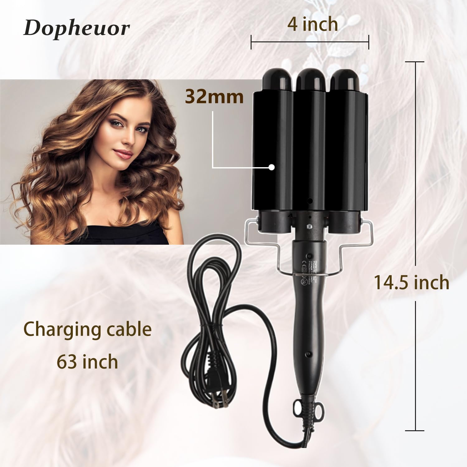 Dopheuor hair crimper showing anti-scald tip and safety stand