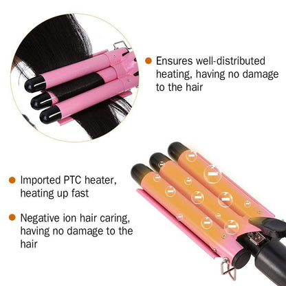 Side view of Modvica ceramic hair crimper showing temperature control
