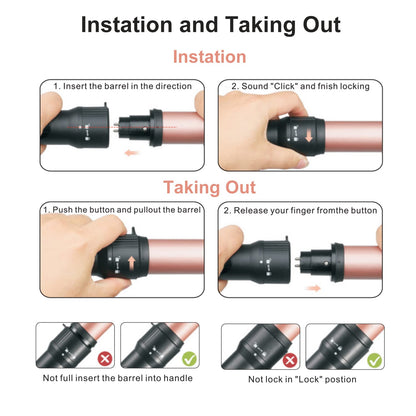 Three different sizes of ceramic curling barrels for hair styling