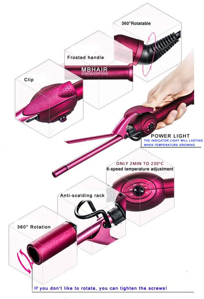 MBHAIR hair curler with 360 degree swivel power cord