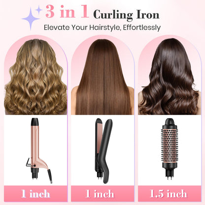 Ufree 3 in 1 curling wand with interchangeable ceramic attachments