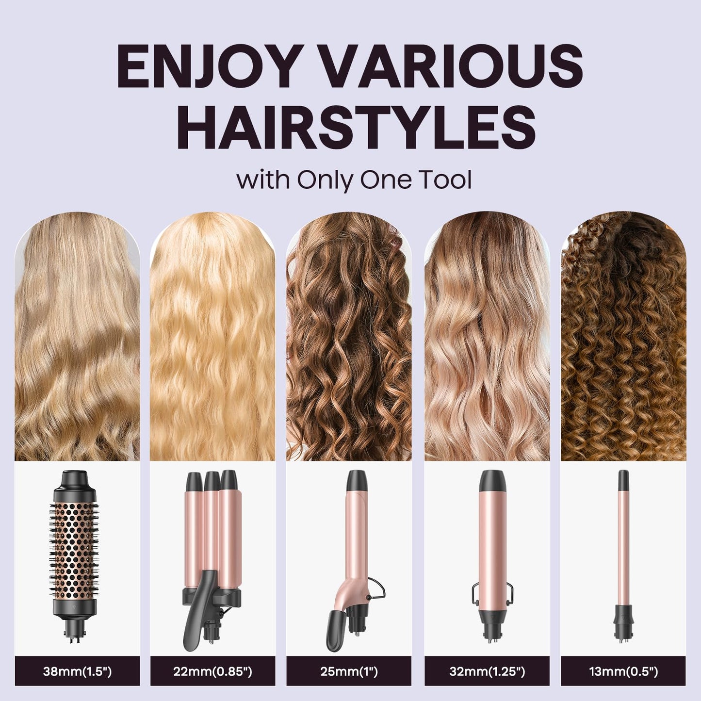 Wavytalk 5 in 1 Curling Wand Set with five interchangeable barrels
