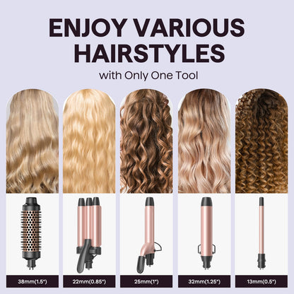 Wavytalk 5 in 1 Curling Wand Set with five interchangeable barrels