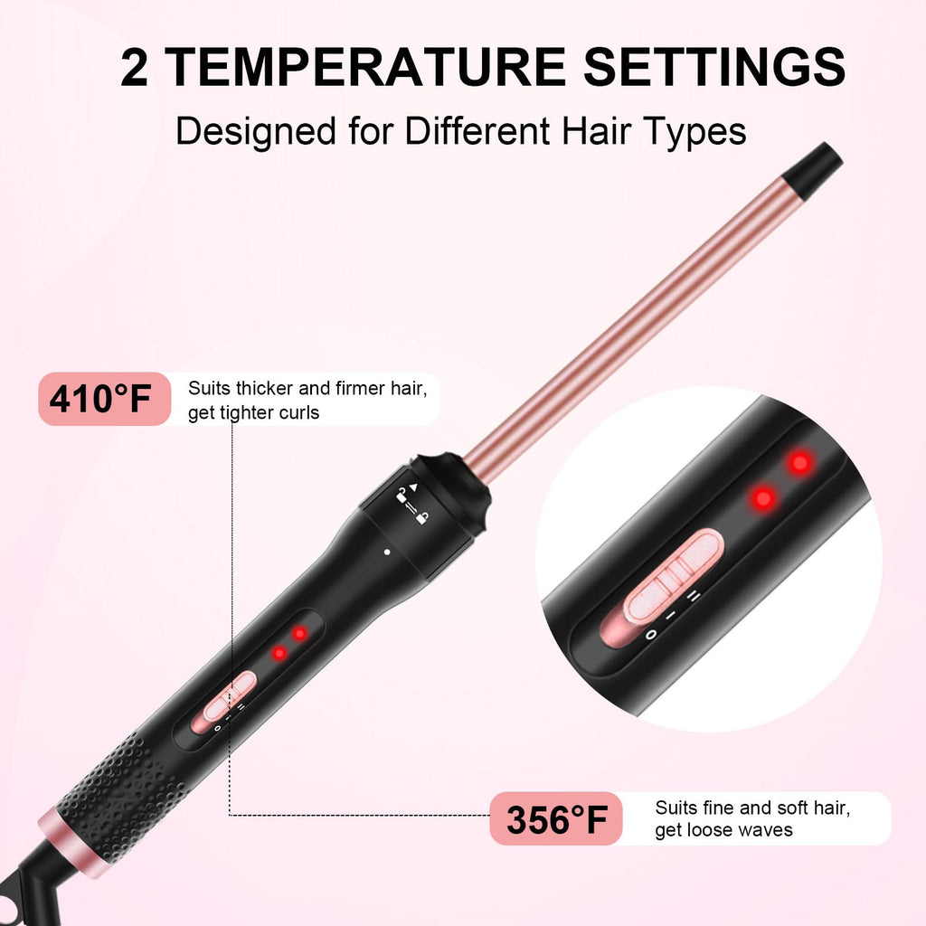 Vnina tiny curling wand with heat protective glove and clips