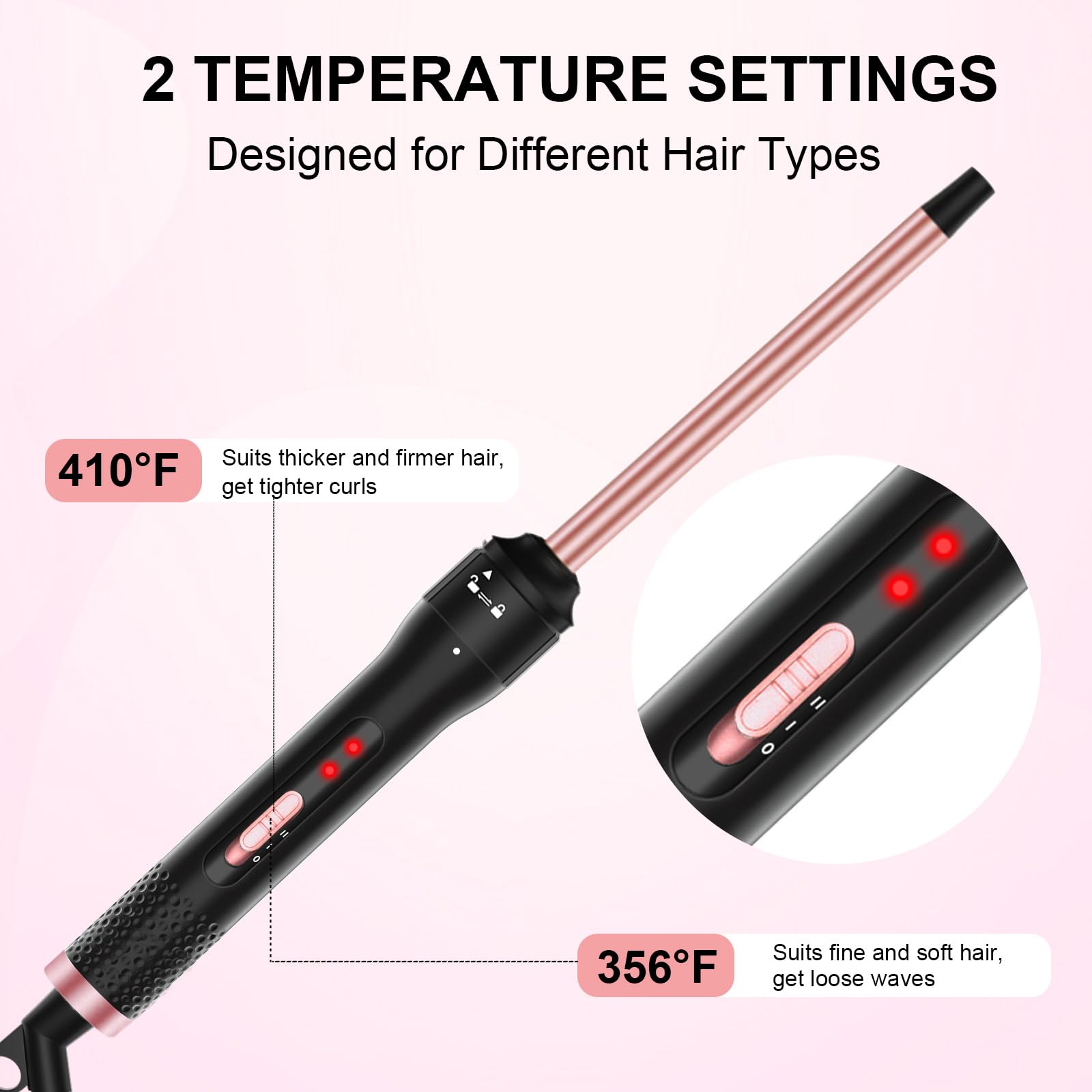 Vnina tiny curling wand with heat protective glove and clips