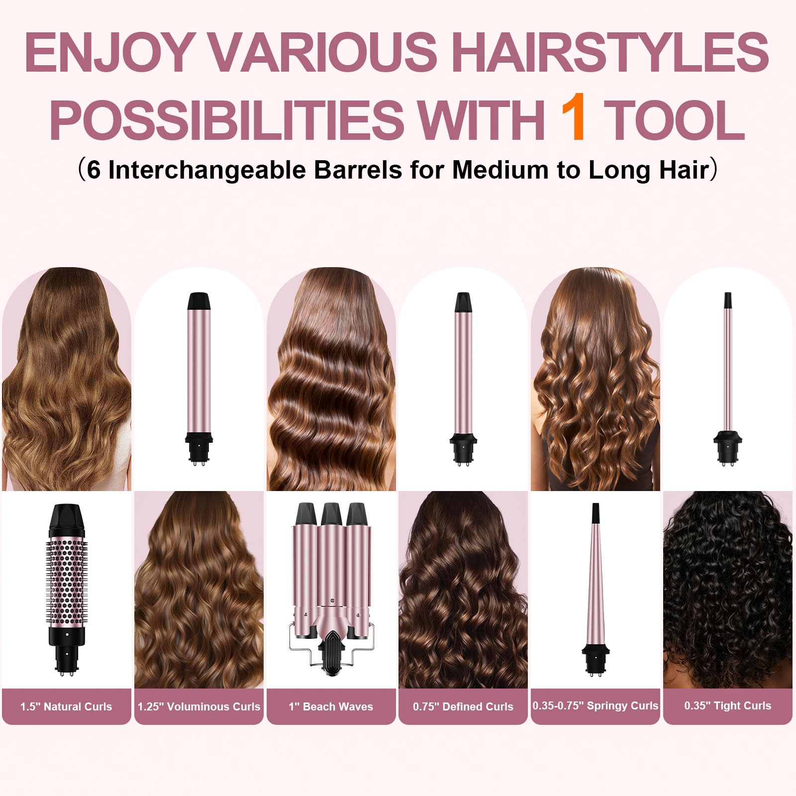 Karrong 3-barrel hair crimper attachment for beach waves