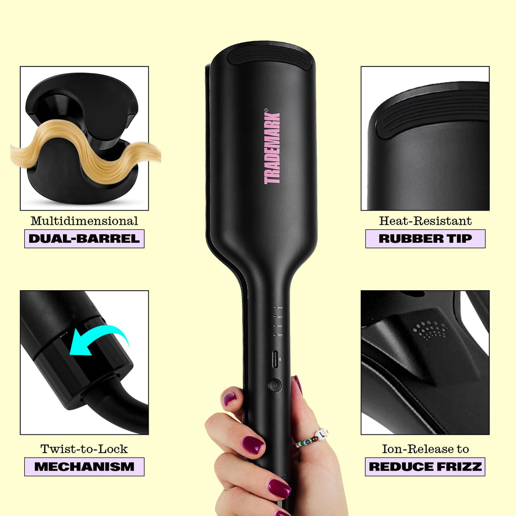 Close up of 1.25 inch hair waver barrels