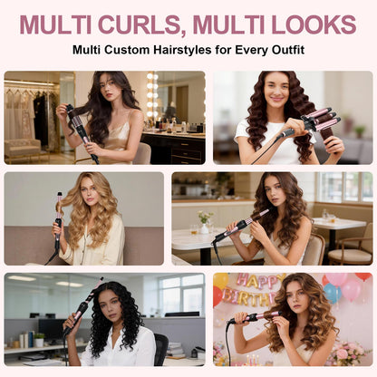Interchangeable ceramic curling wand barrels in rose gold