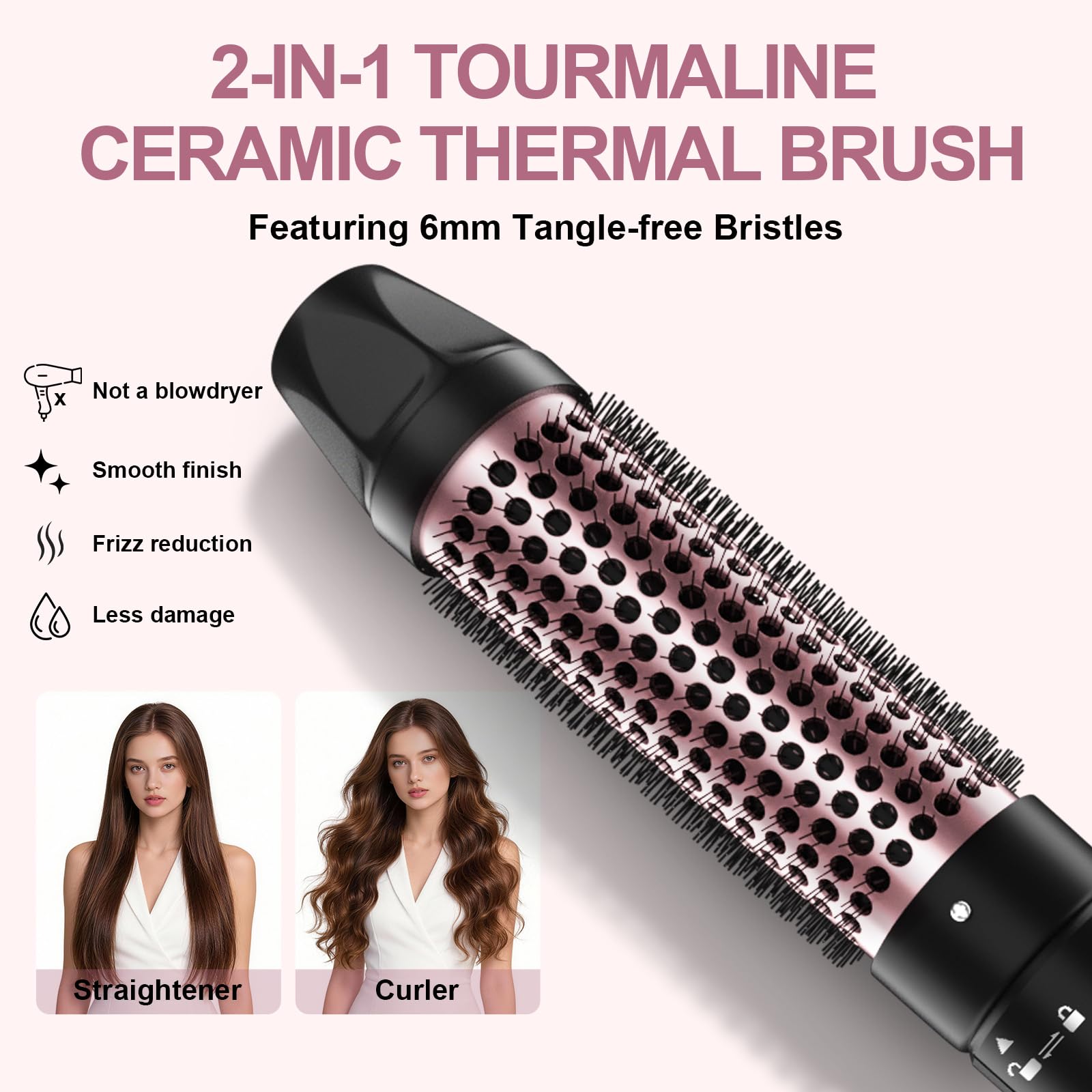 Close up of Karrong curling iron heat settings and handle