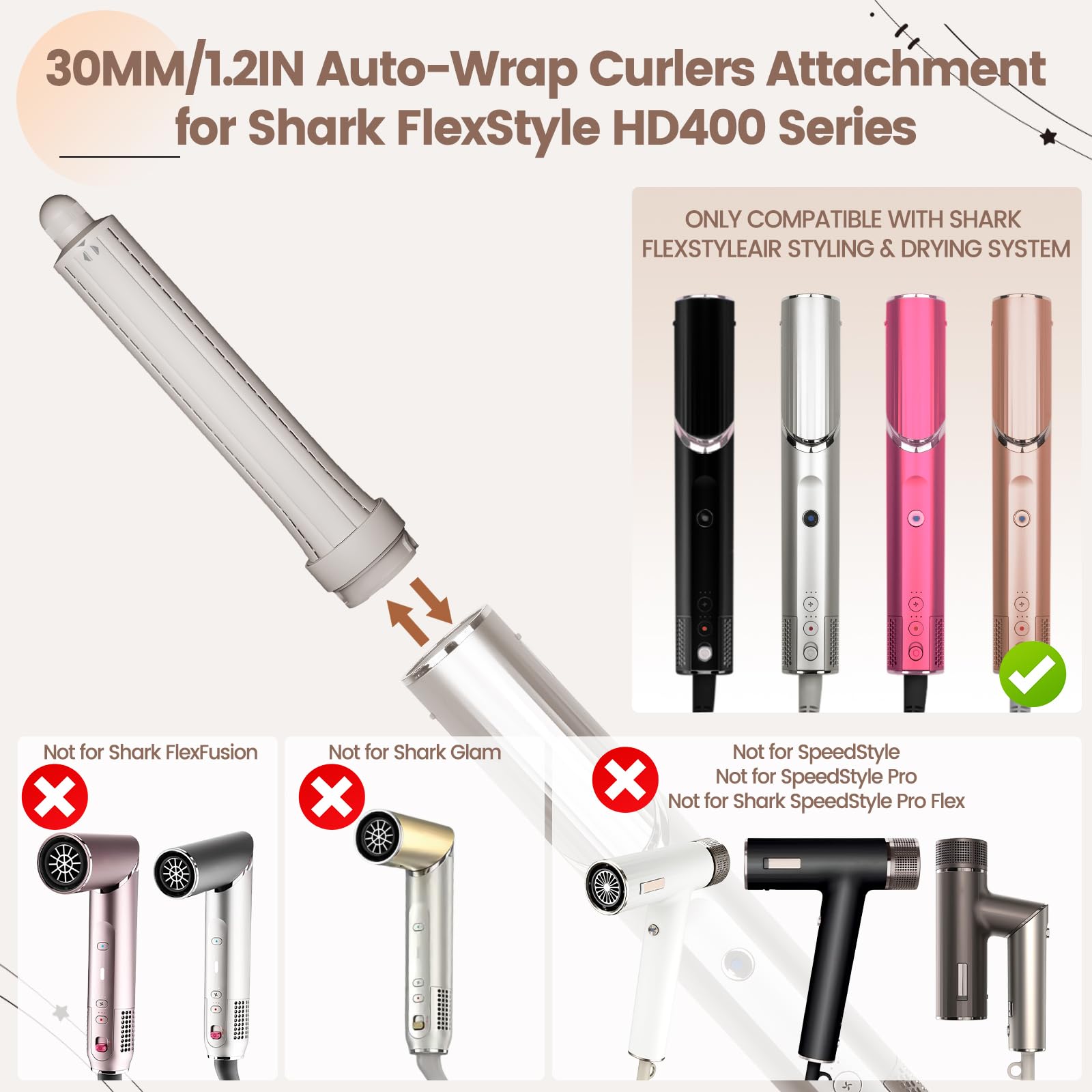 AFDD long curling barrel attachment auto-wrap mechanism