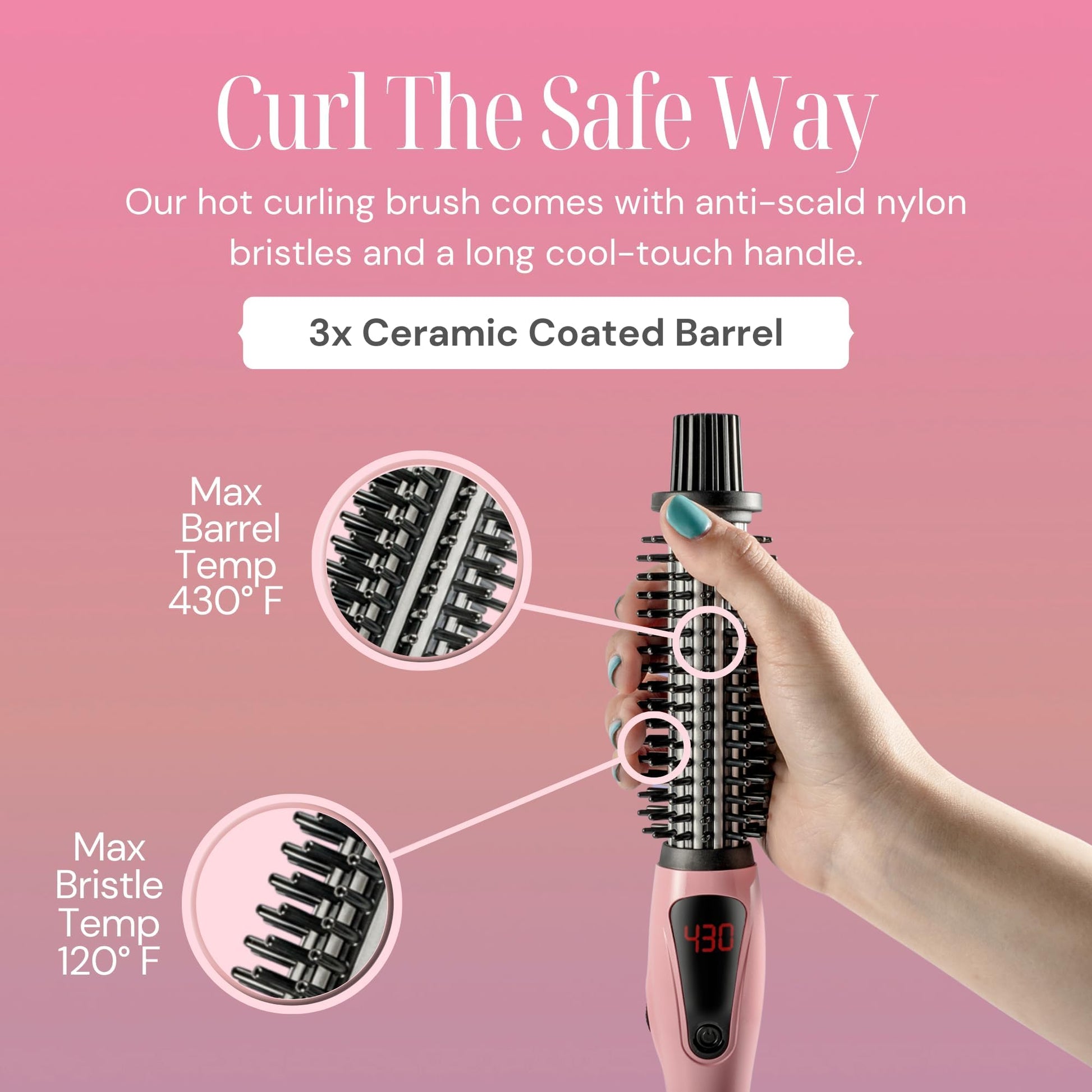 Side profile of Alure ceramic barrel hair styler