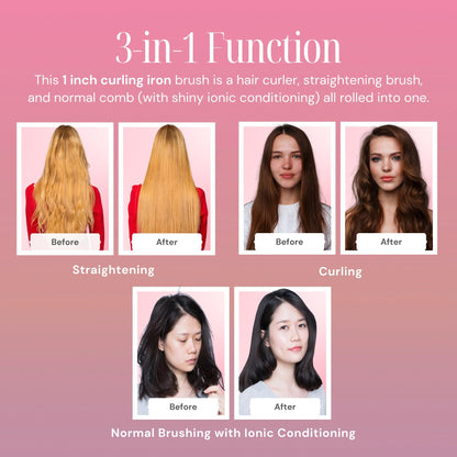 Hand holding Alure 3-in-1 curling iron brush