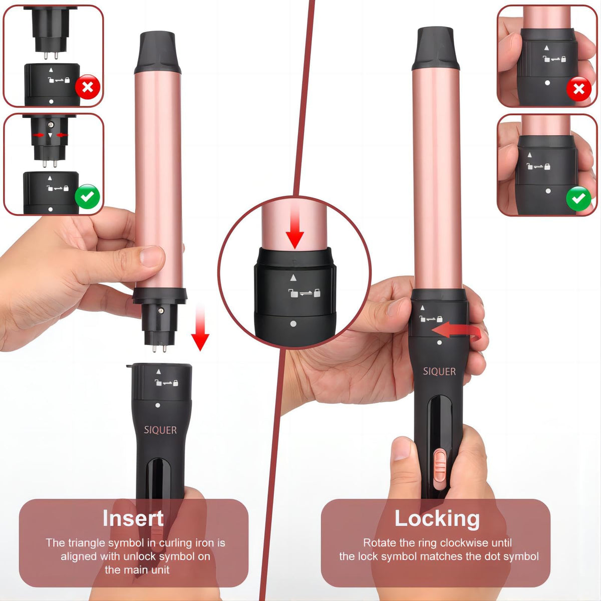 Siquer curling wand set with heat resistant glove and packaging
