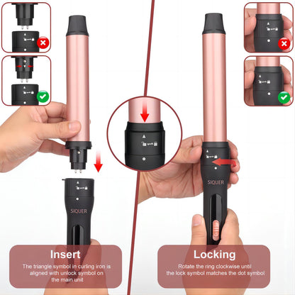 Siquer curling wand set with heat resistant glove and packaging