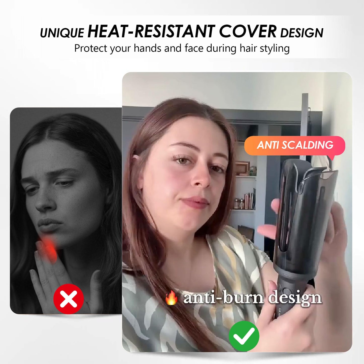 Gray automatic hair curler with control buttons