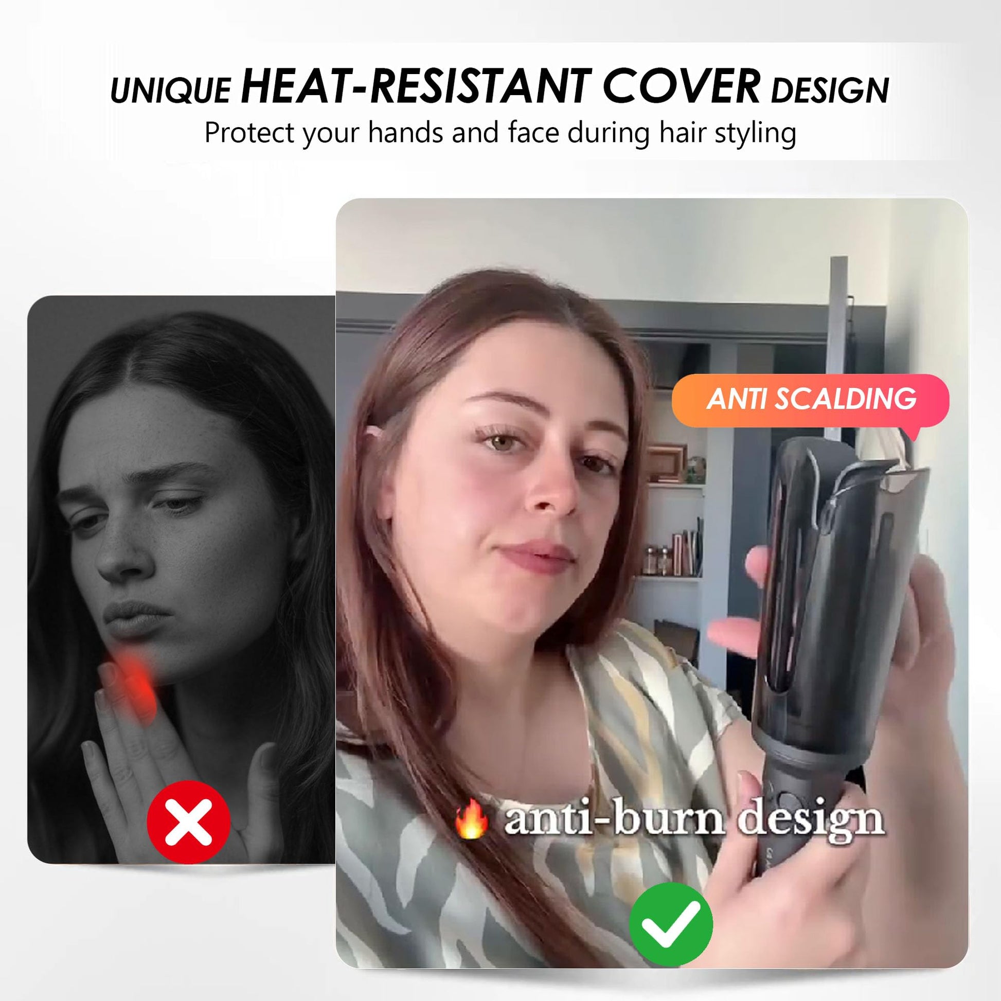 Gray automatic hair curler with control buttons