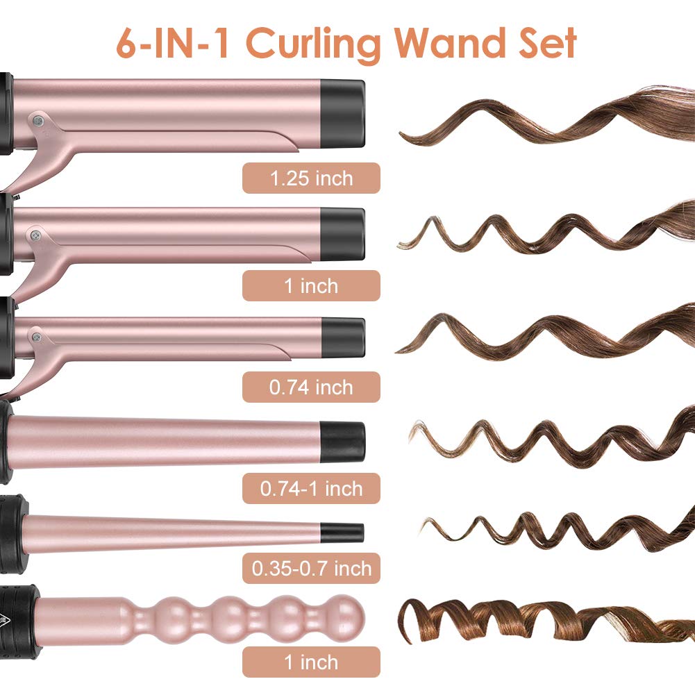 Duomishu curling wand set with six interchangeable ceramic barrels