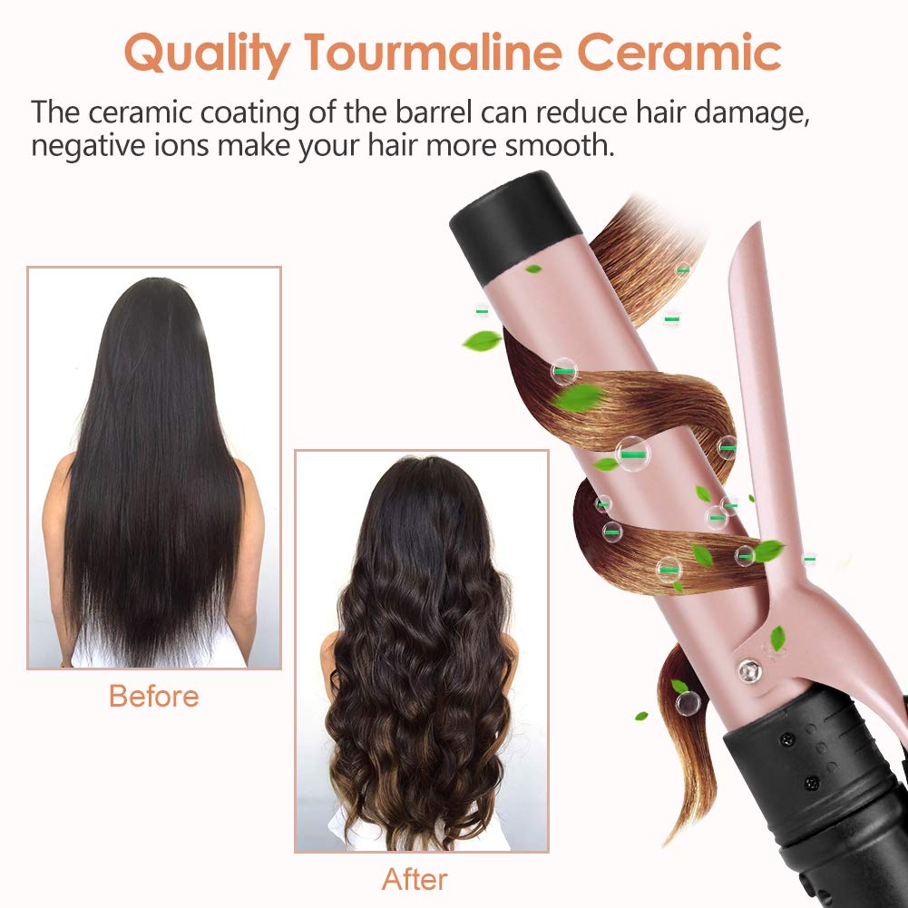 Duomishu hair curler showing 360 degree swivel handle