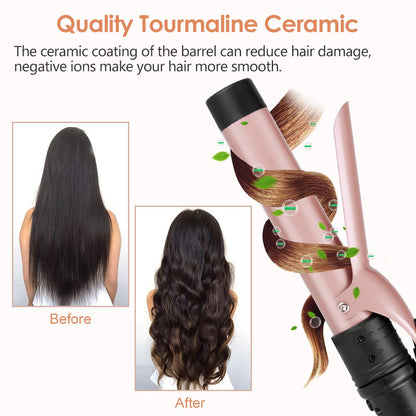 Duomishu hair curler showing 360 degree swivel handle