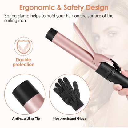 Included heat resistant glove and clips for Duomishu curling set