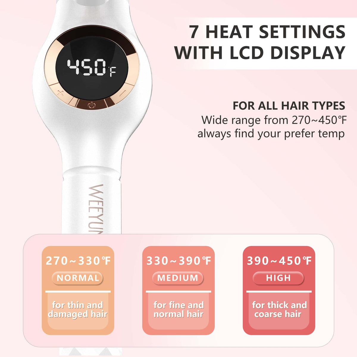 Weeyum professional hair curler with LED temperature display