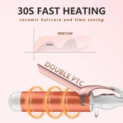 Weeyum hair curling tool with swivel cord and safety glove