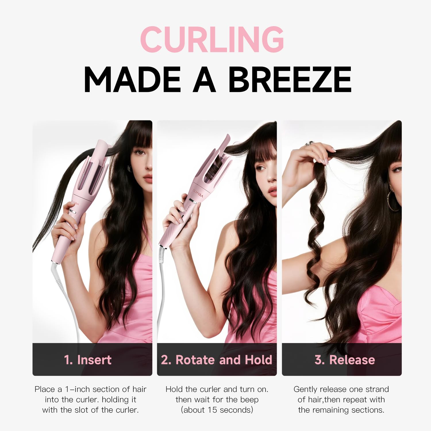 Tsuyagla 3-in-1 styling tool displaying 1 inch barrel attachment