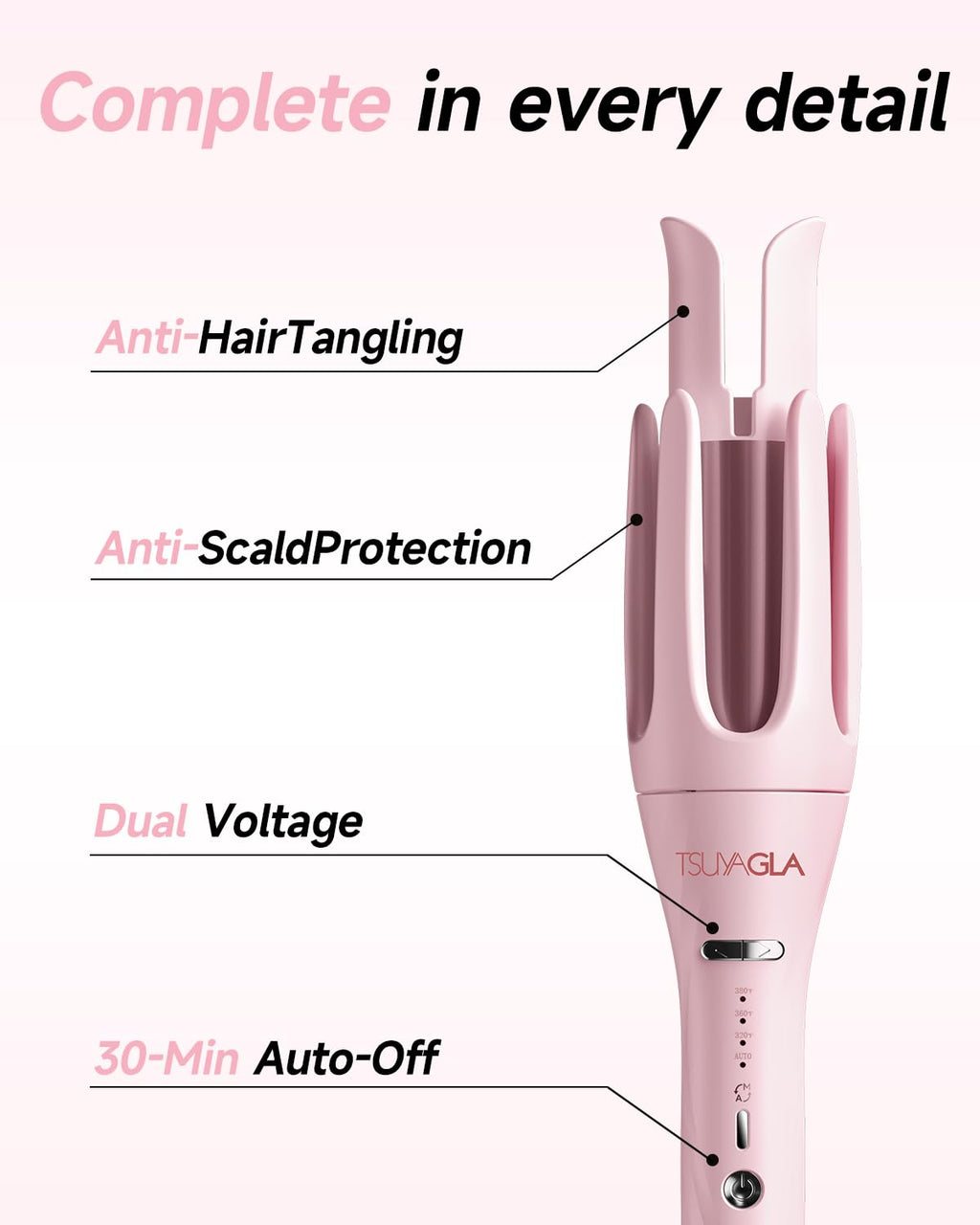 Tsuyagla hair curler 360-degree swivel cord feature
