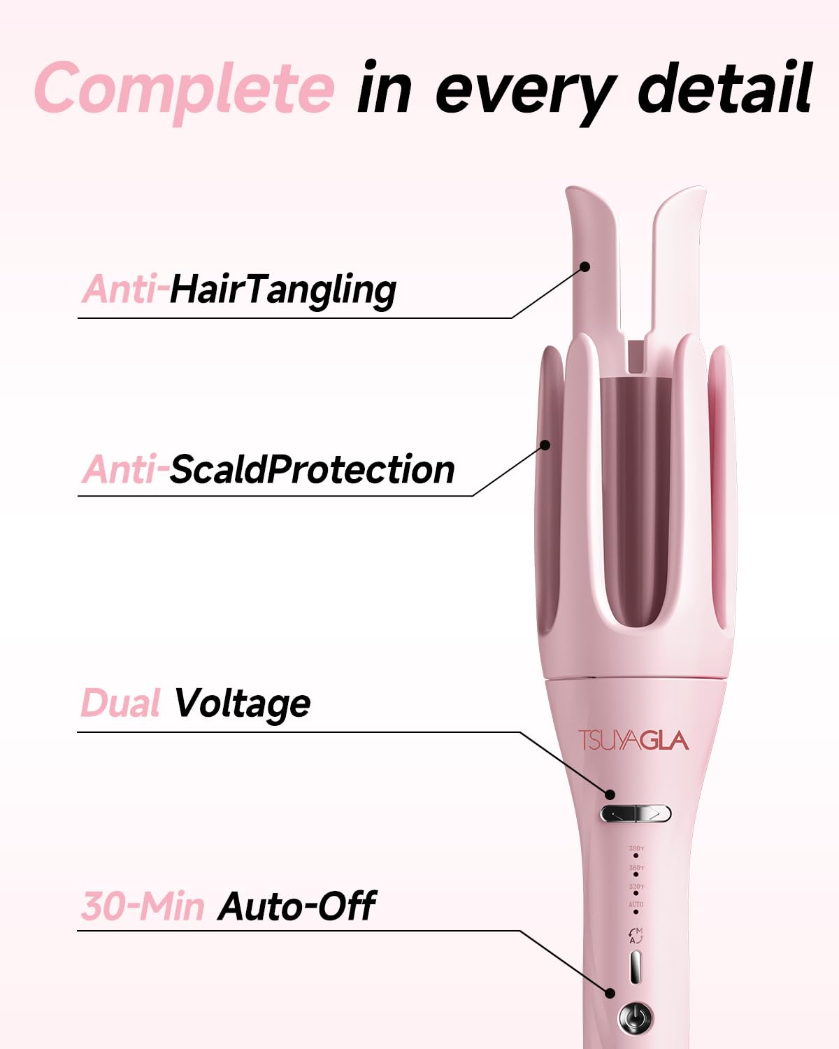 Tsuyagla hair curler 360-degree swivel cord feature