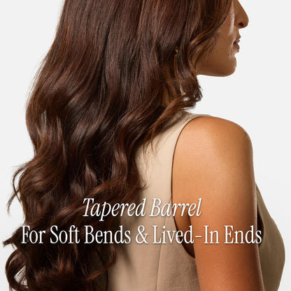 Hot Tools tapered curling wand showing 3/4 to 1 1/4 inch sizing