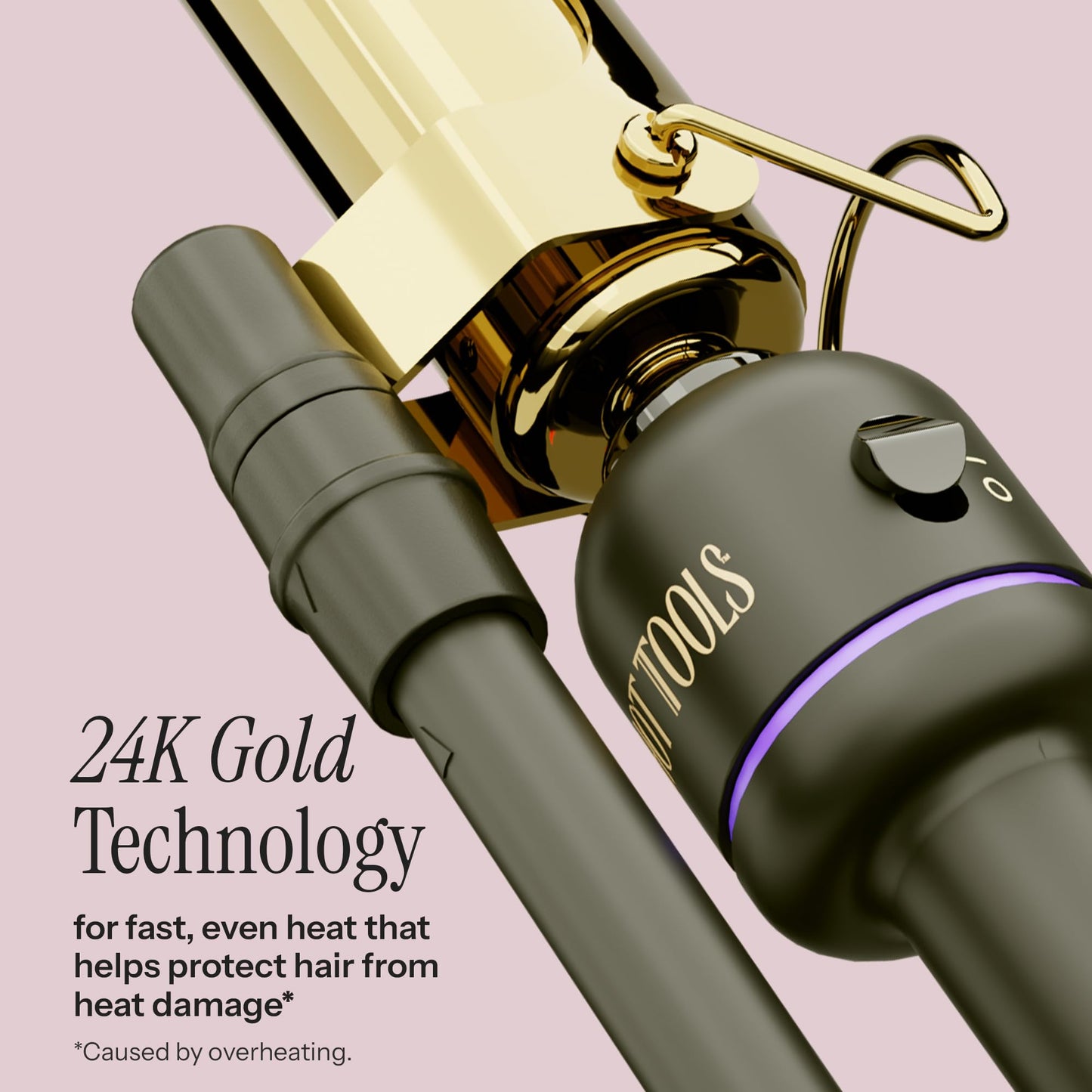 Close up of 24K gold curling barrel