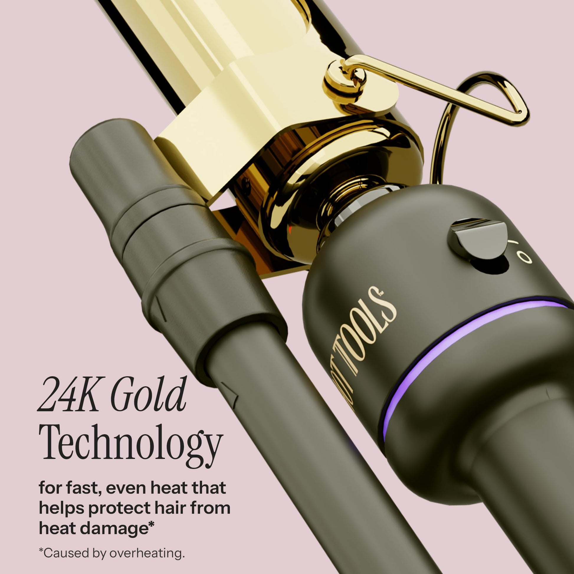 Close up of 24K gold curling barrel