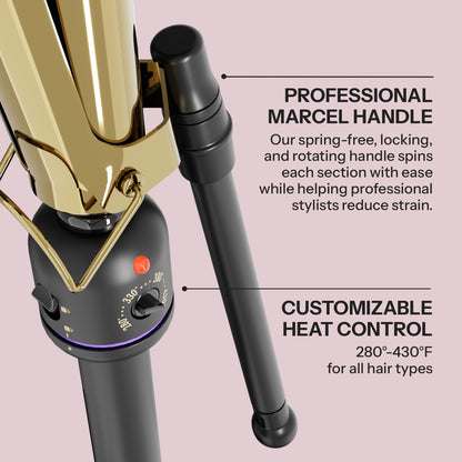 Side profile of 3/4 inch gold curling iron