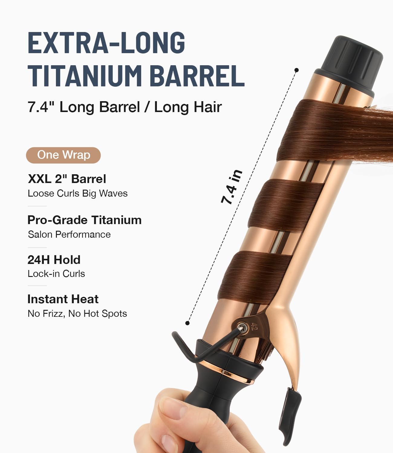 Close up of the Orynne extra long titanium barrel with silicone grip