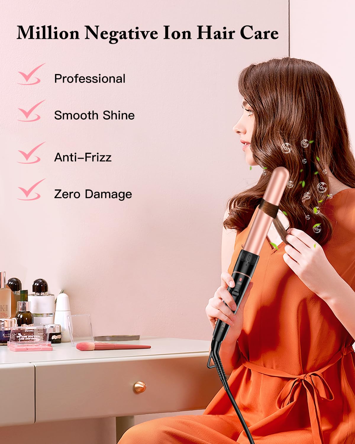 Side view of Bestope Pro long barrel curler for medium and long hair