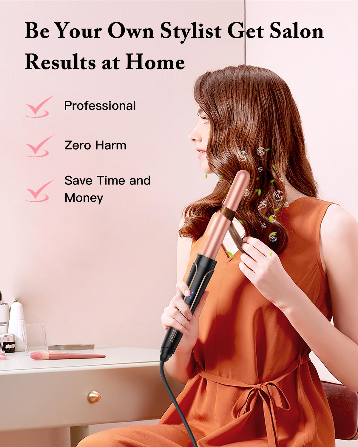 Bestope curling wand handle with temperature control