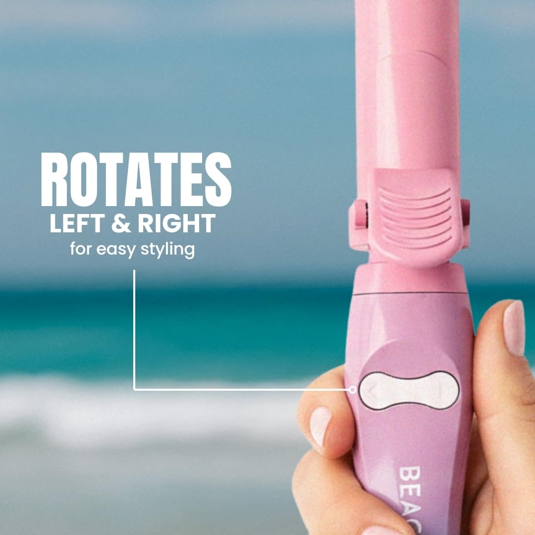 Detailed view of the Pink Sunset finish on the Beachwaver B1 barrel