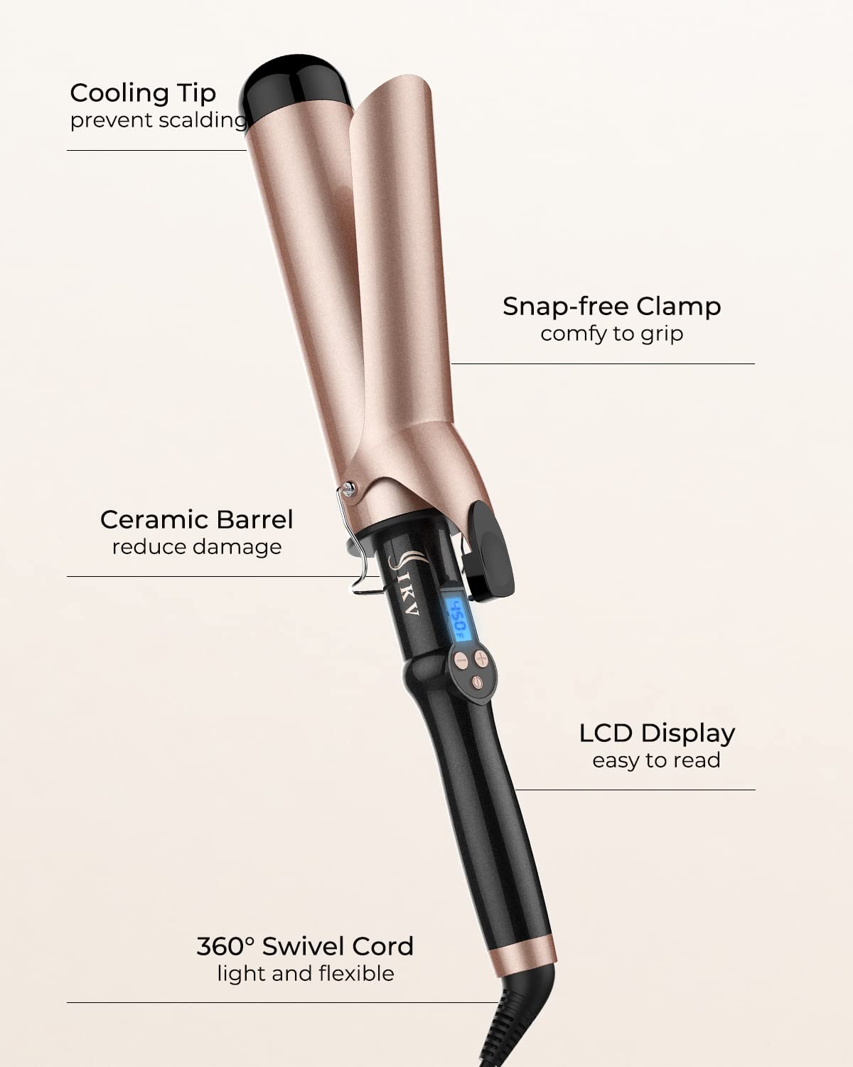 Side profile of Ikv extra long curling wand
