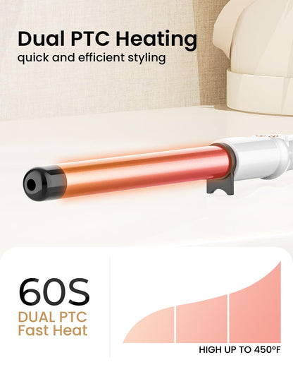 Side profile of Hoson professional curling wand with 360 degree swivel cord