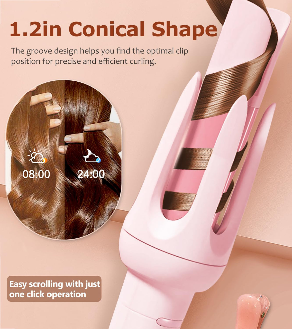 Bilitok ceramic rotating hair curling wand side profile