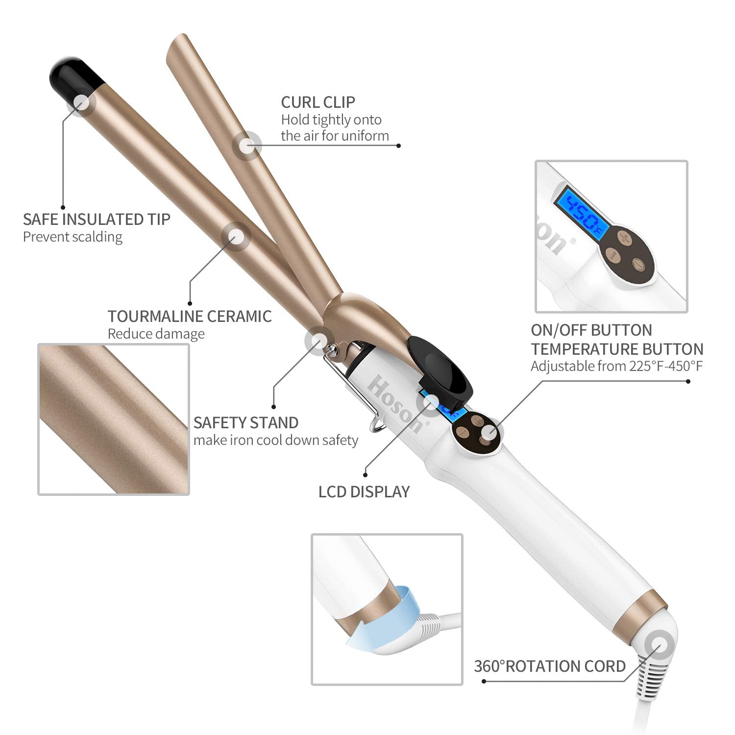 Hoson hair styling wand with included heat resistant glove