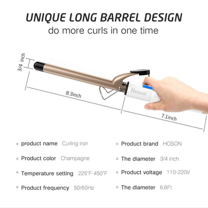 Hoson professional curling iron packaging and components