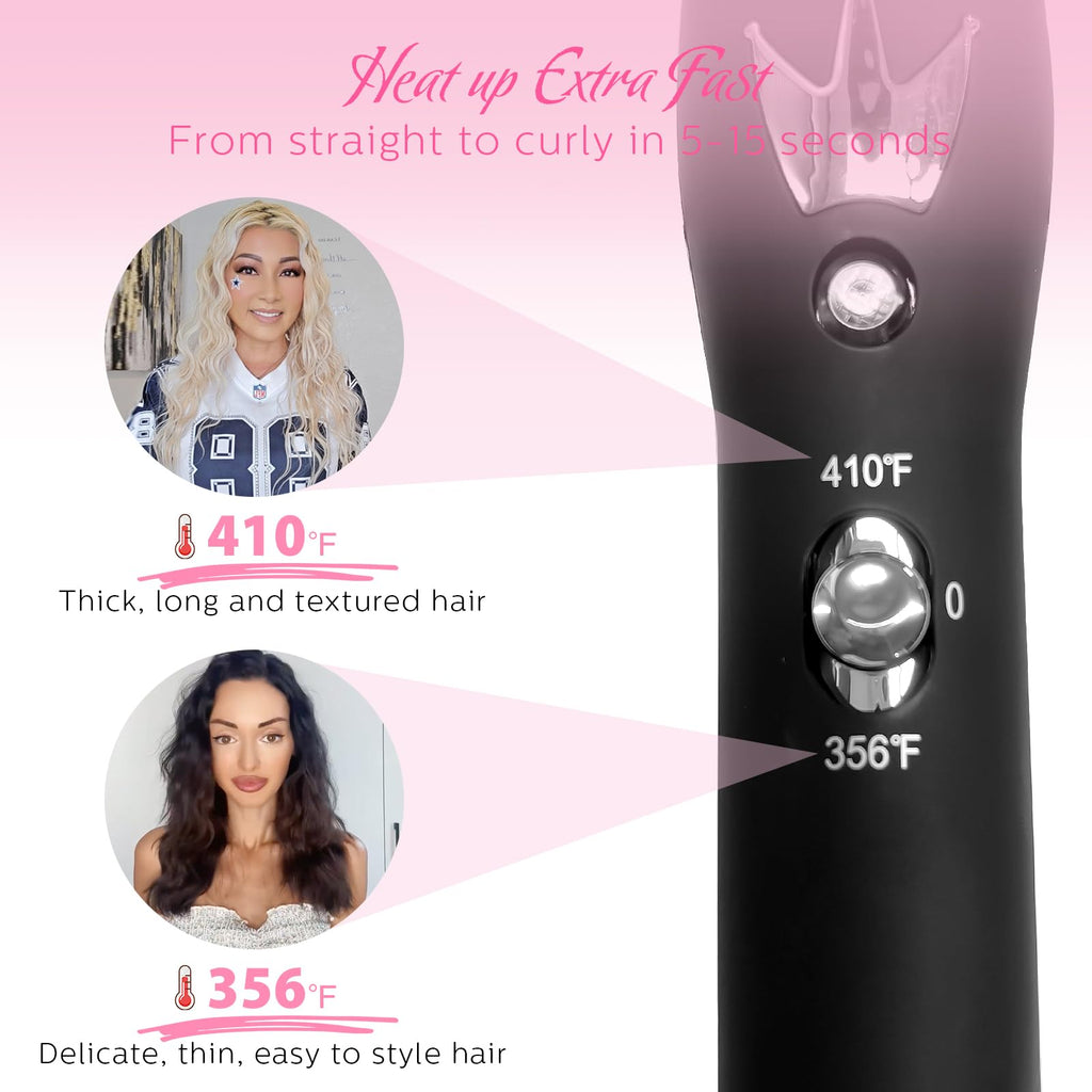 Person styling long hair with Aleath 3 barrel iron