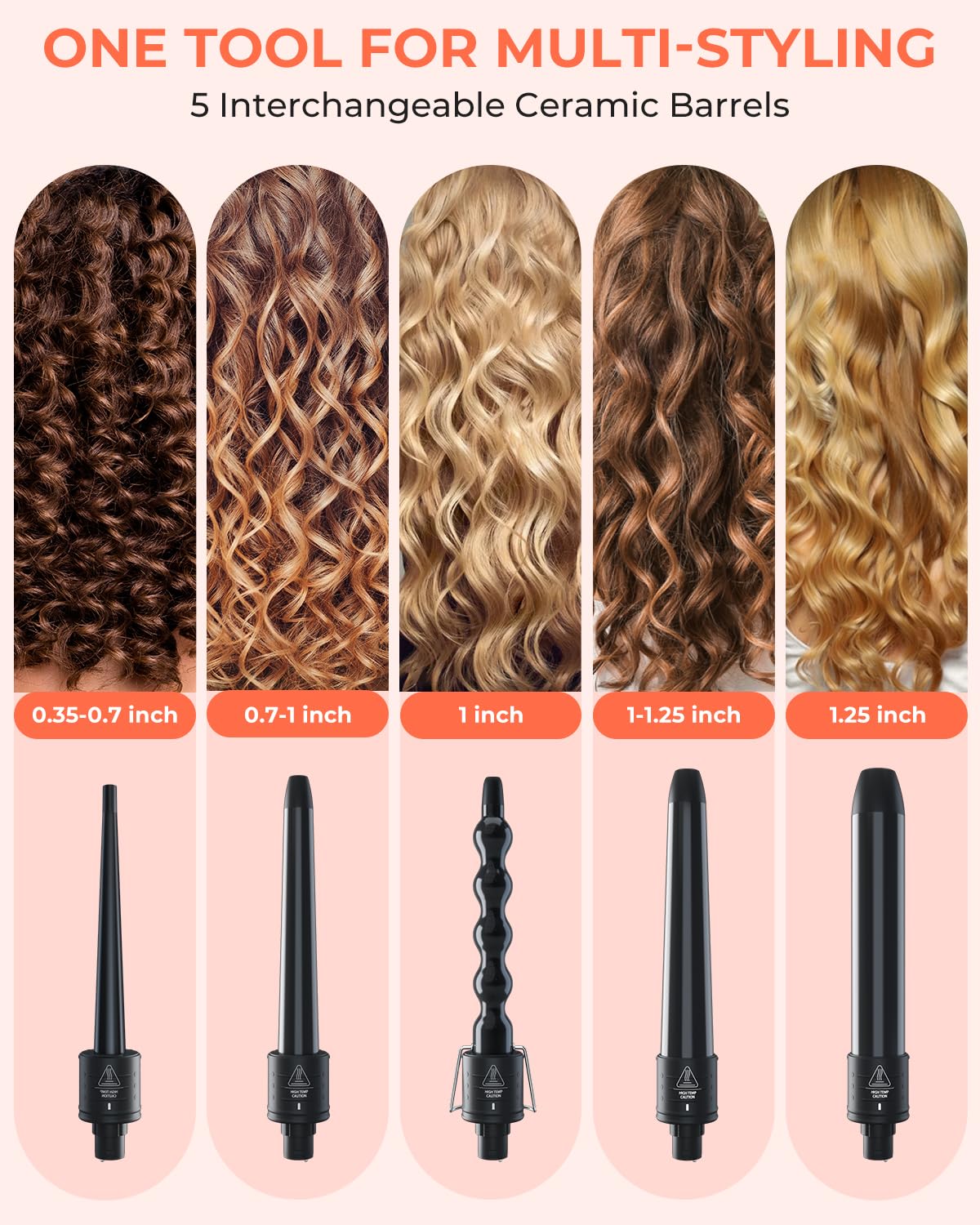 Ohuhu professional ceramic curling iron set with black handle