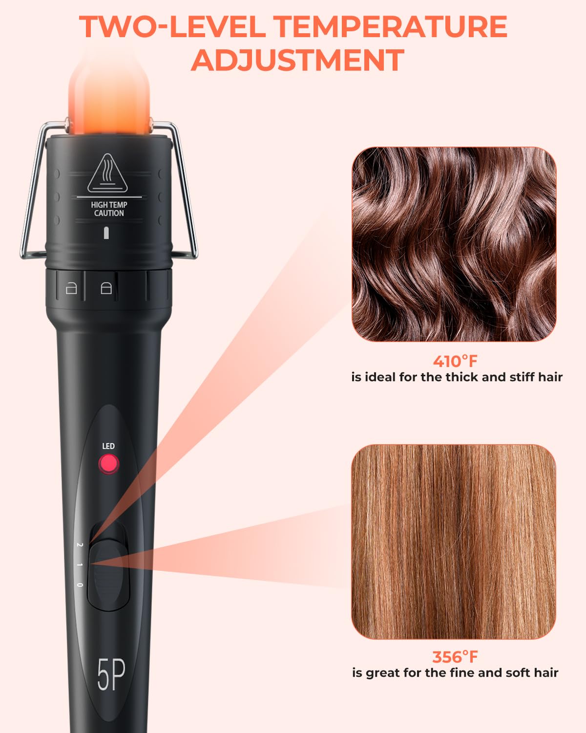 Detailed view of the Ohuhu curling wand temperature control