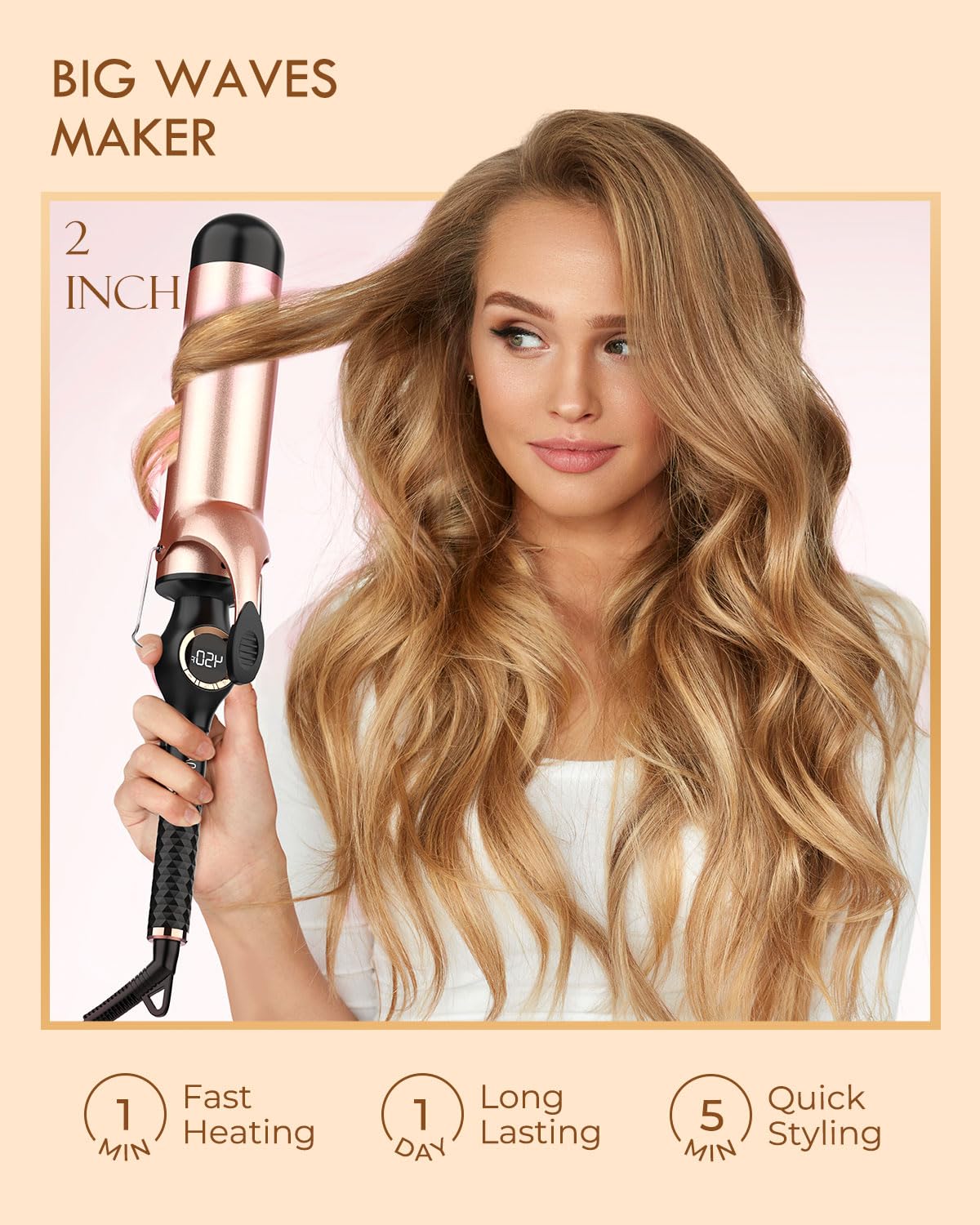 Digital LCD display screen on Weeyum hair curling wand