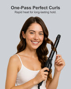 Close up of Annlary curling iron LED display and heat settings