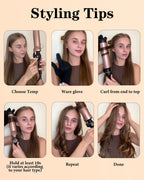 Weeyum curling iron showing the secure clamp and barrel design